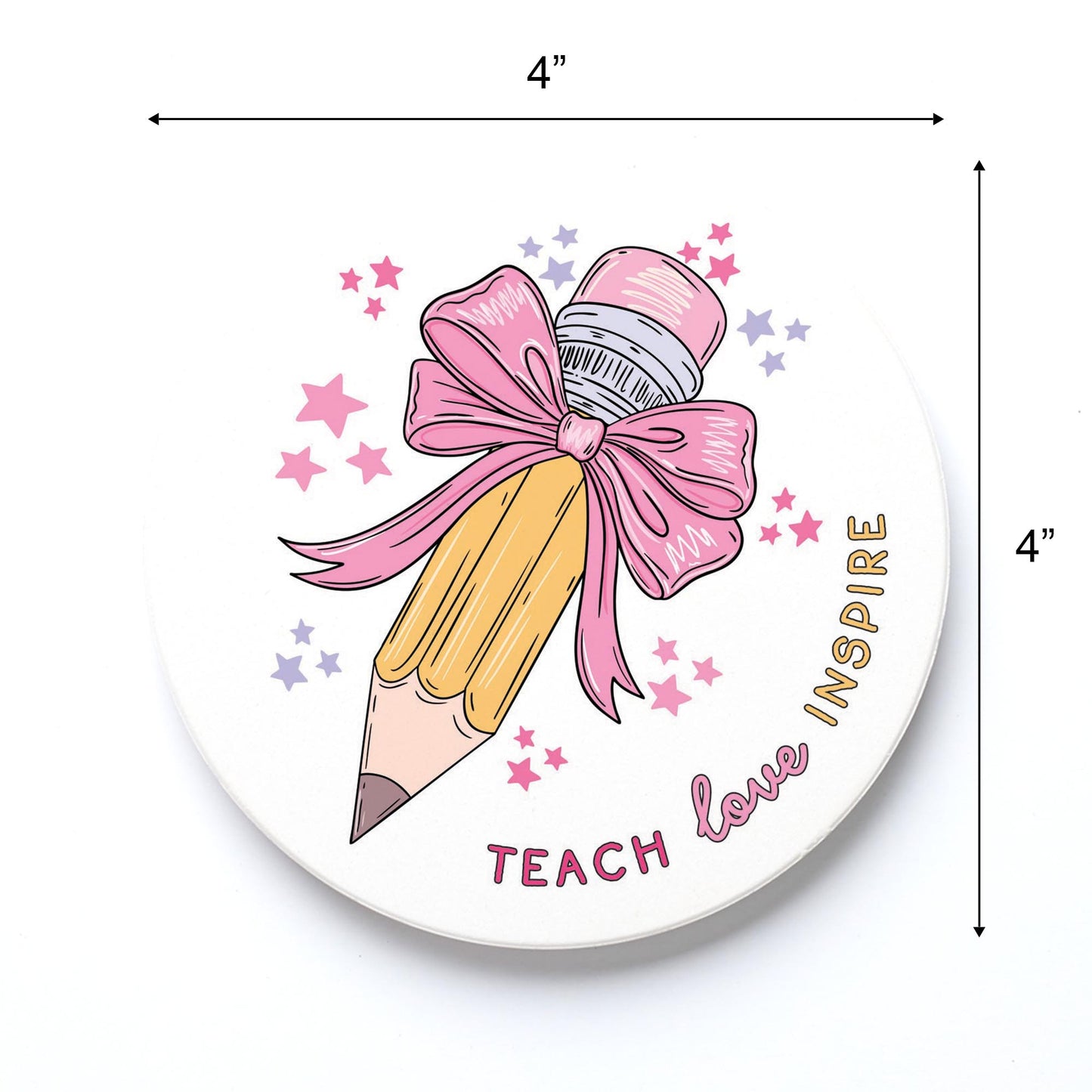 Ceramic Round Coaster-Classroom Coquette Teach Love Inspire -3