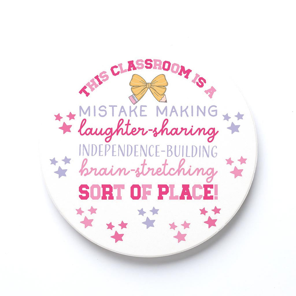 Ceramic Round Coaster-Classroom Coquette This Classroom -0