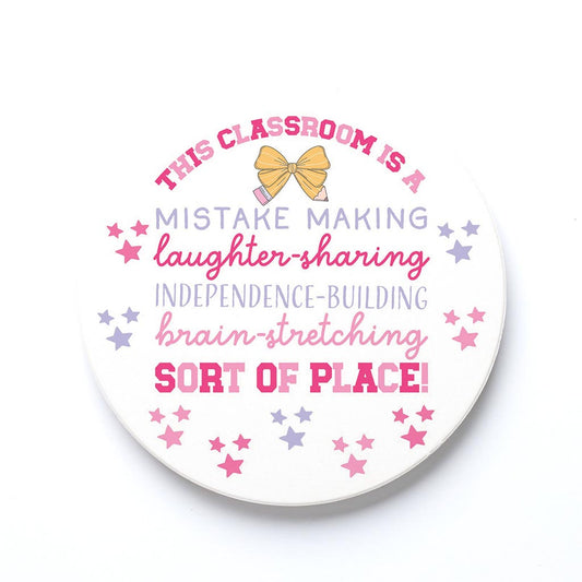 Ceramic Round Coaster-Classroom Coquette This Classroom -0