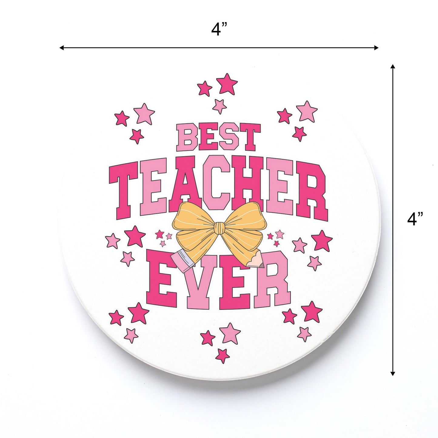 Ceramic Round Coaster-Classroom Coquette Best Teacher Ever -3