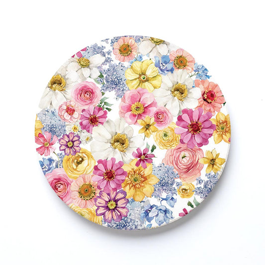 Ceramic Round Coaster-Fantasy Garden Florals 1 -0