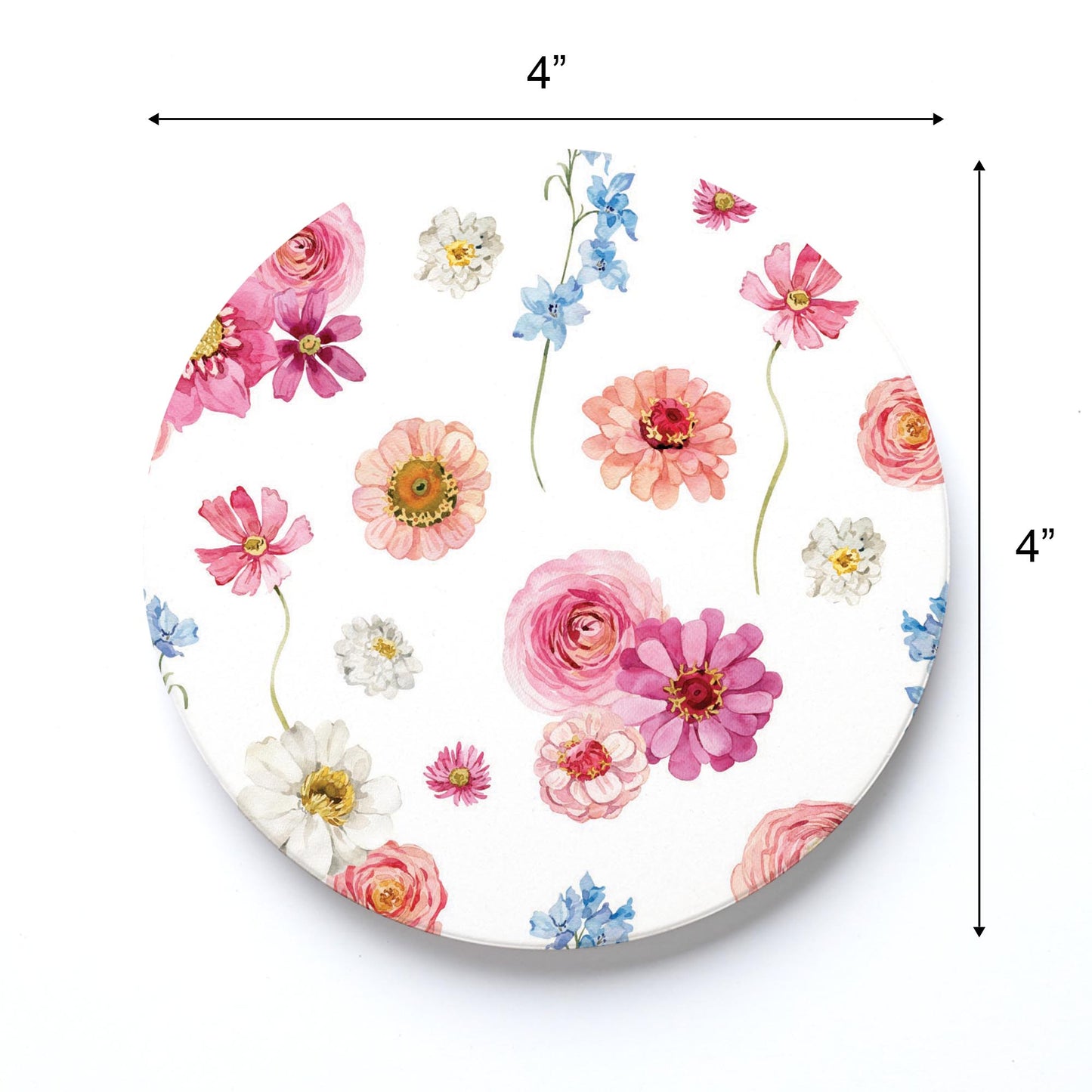 Ceramic Round Coaster-Fantasy Garden Florals 2 -3