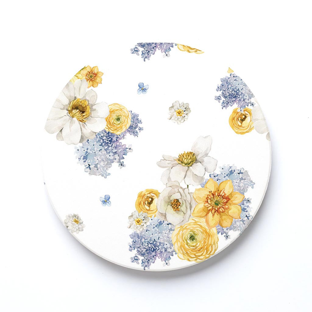 Ceramic Round Coaster-Fantasy Garden Florals 3 -0