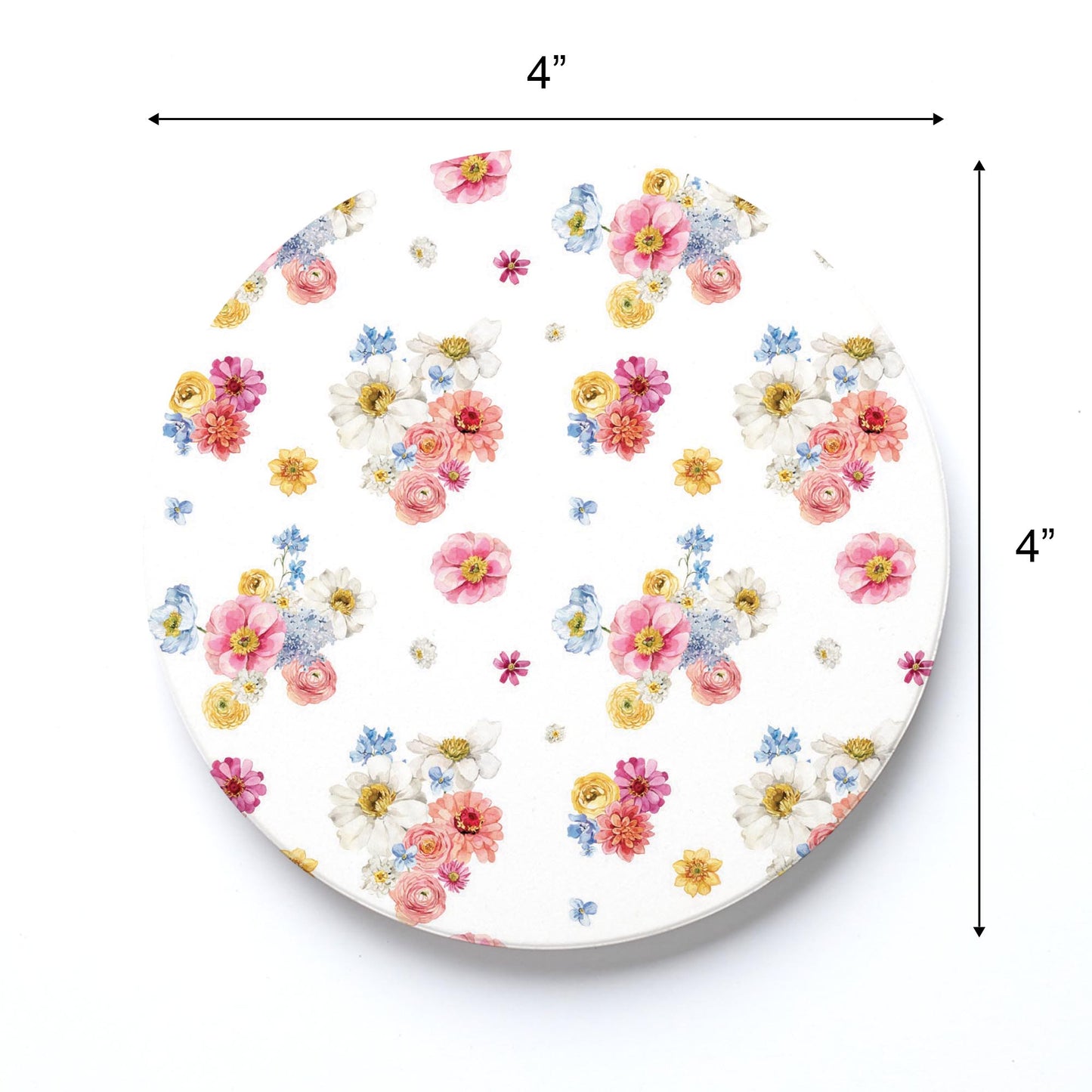 Ceramic Round Coaster-Fantasy Garden Florals 4 -3