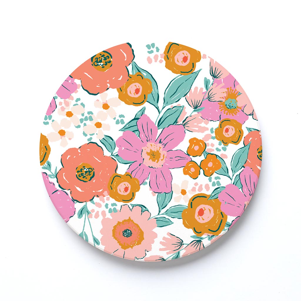 Ceramic Round Coaster-Kalia Floral Pattern