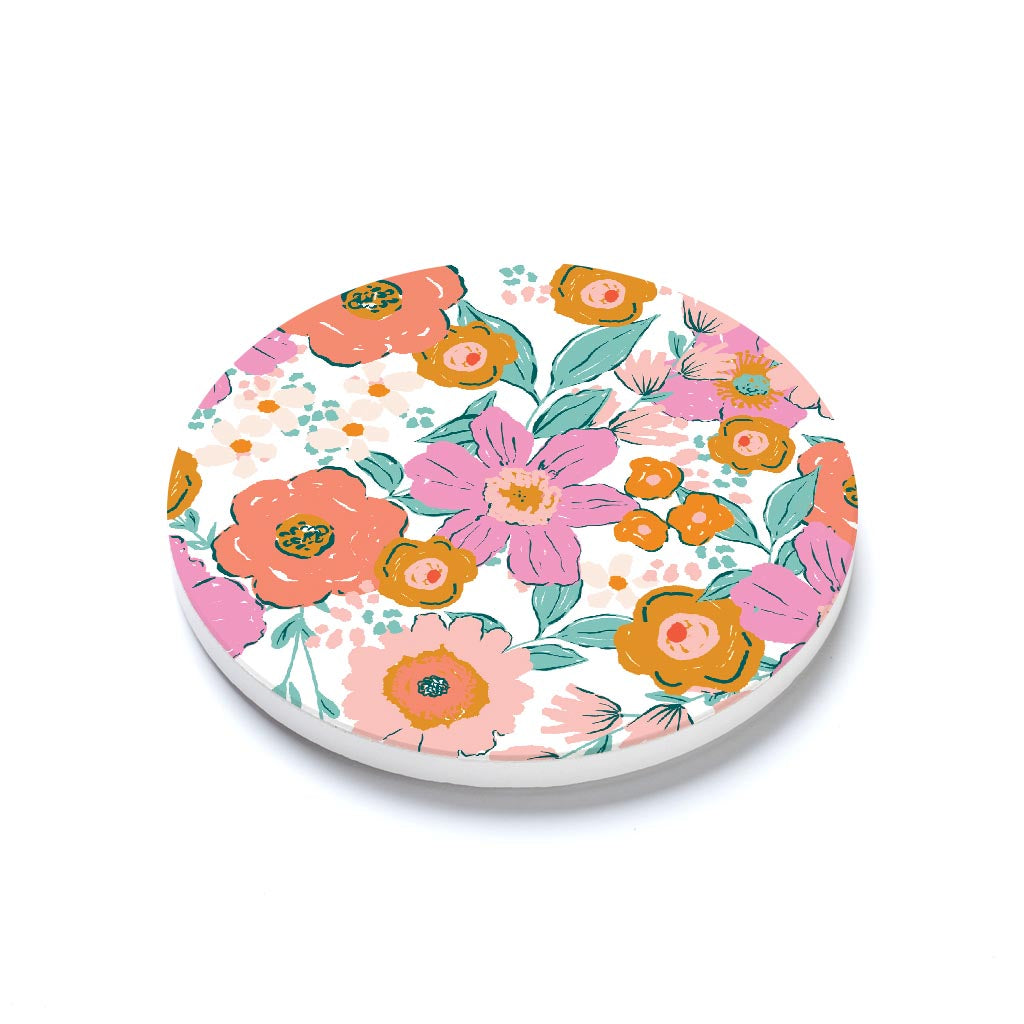 Ceramic Round Coaster-Kalia Floral Pattern