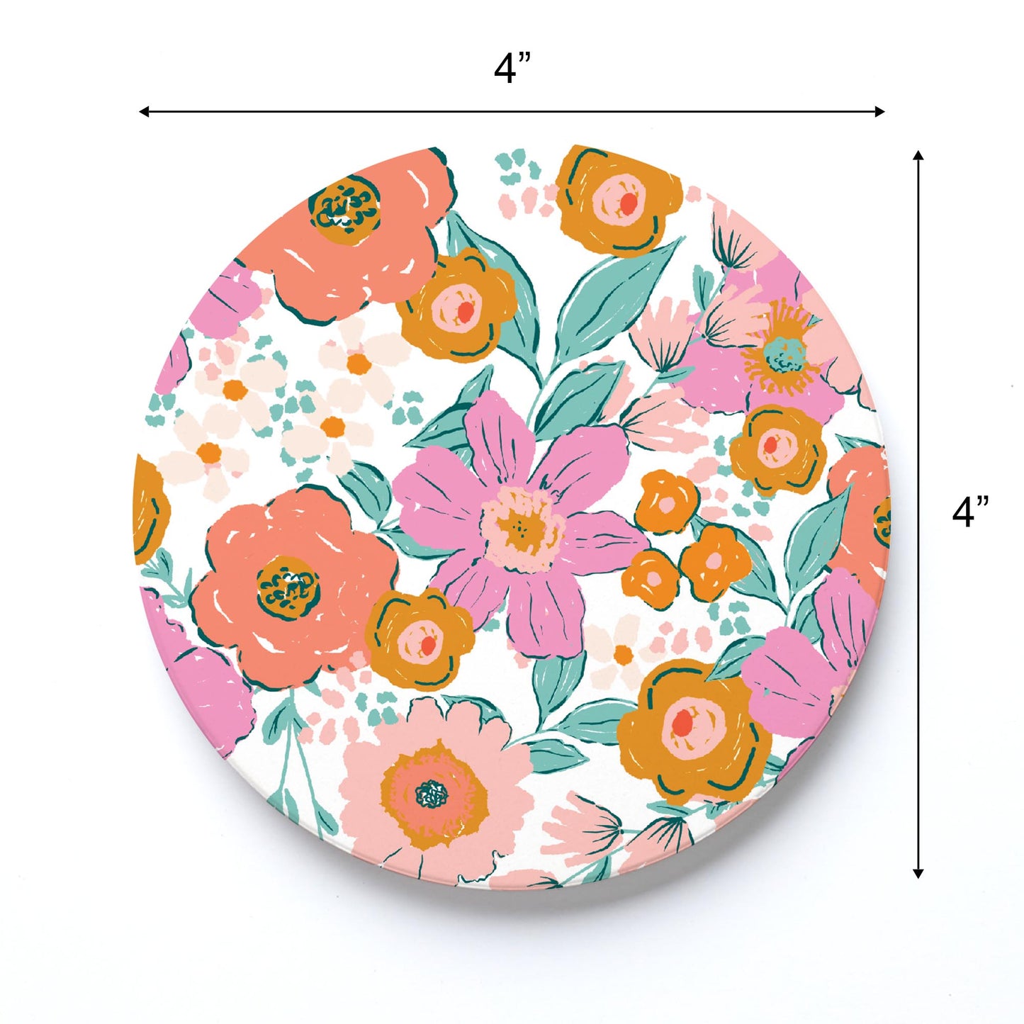 Ceramic Round Coaster-Kalia Floral Pattern