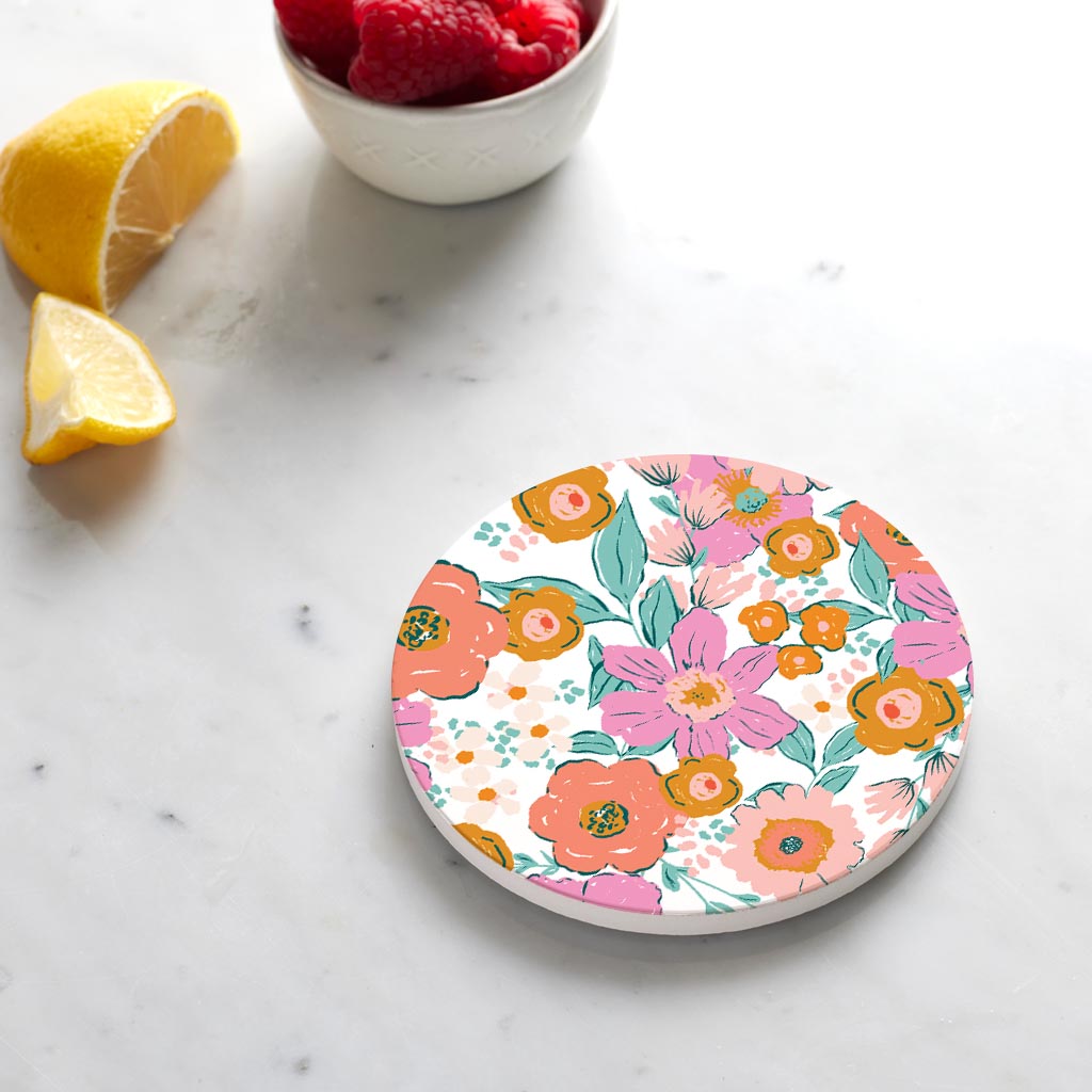 Ceramic Round Coaster-Kalia Floral Pattern