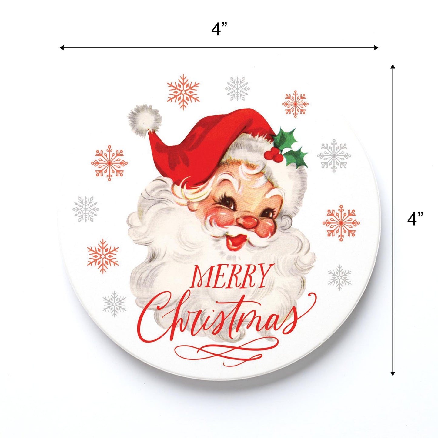 Ceramic Round Coaster-Classic Santa