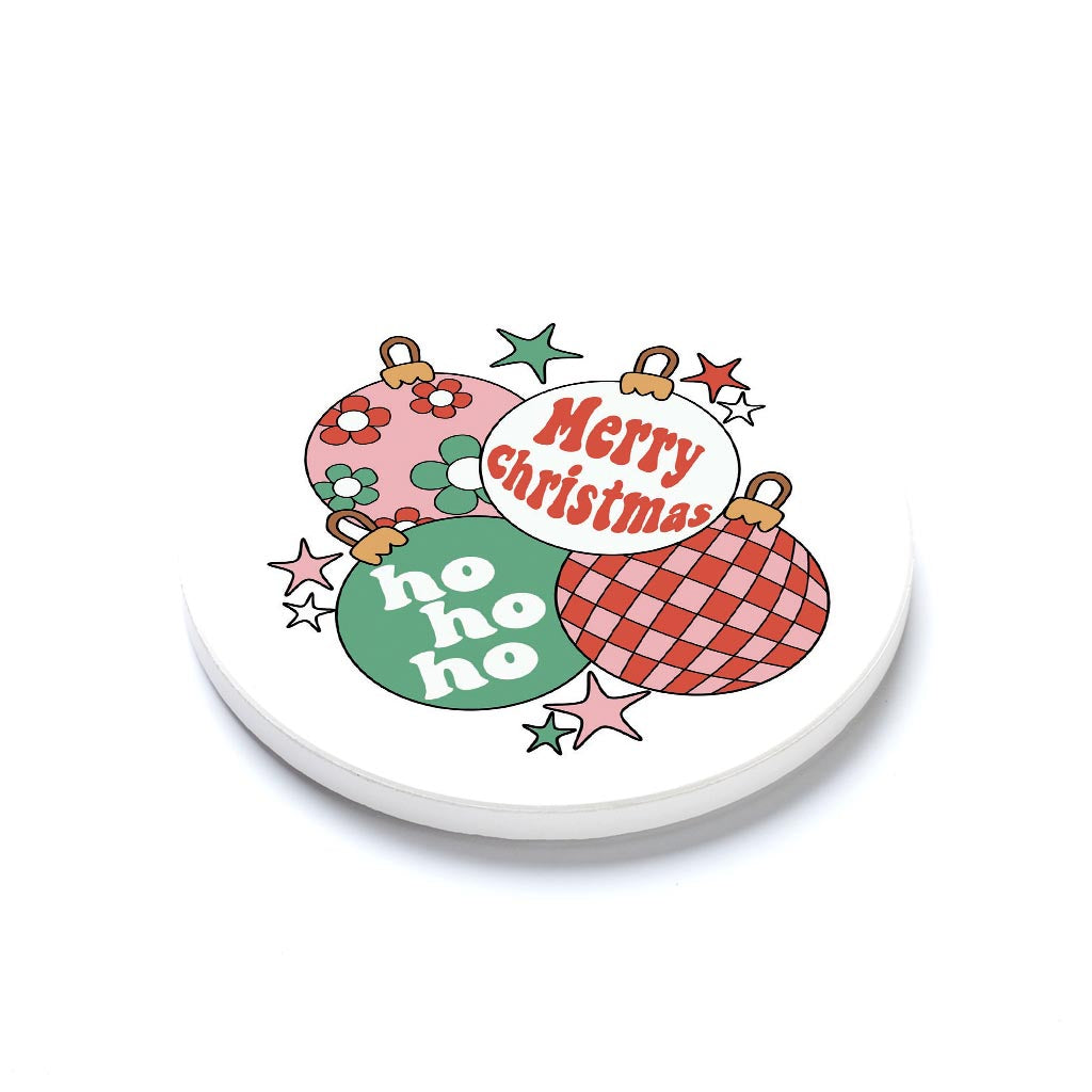 Ceramic Round Coaster-Retro Christmas Ornaments