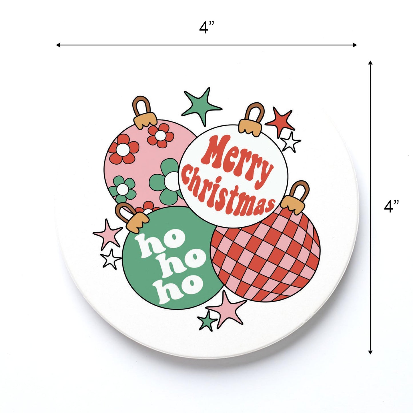 Ceramic Round Coaster-Retro Christmas Ornaments