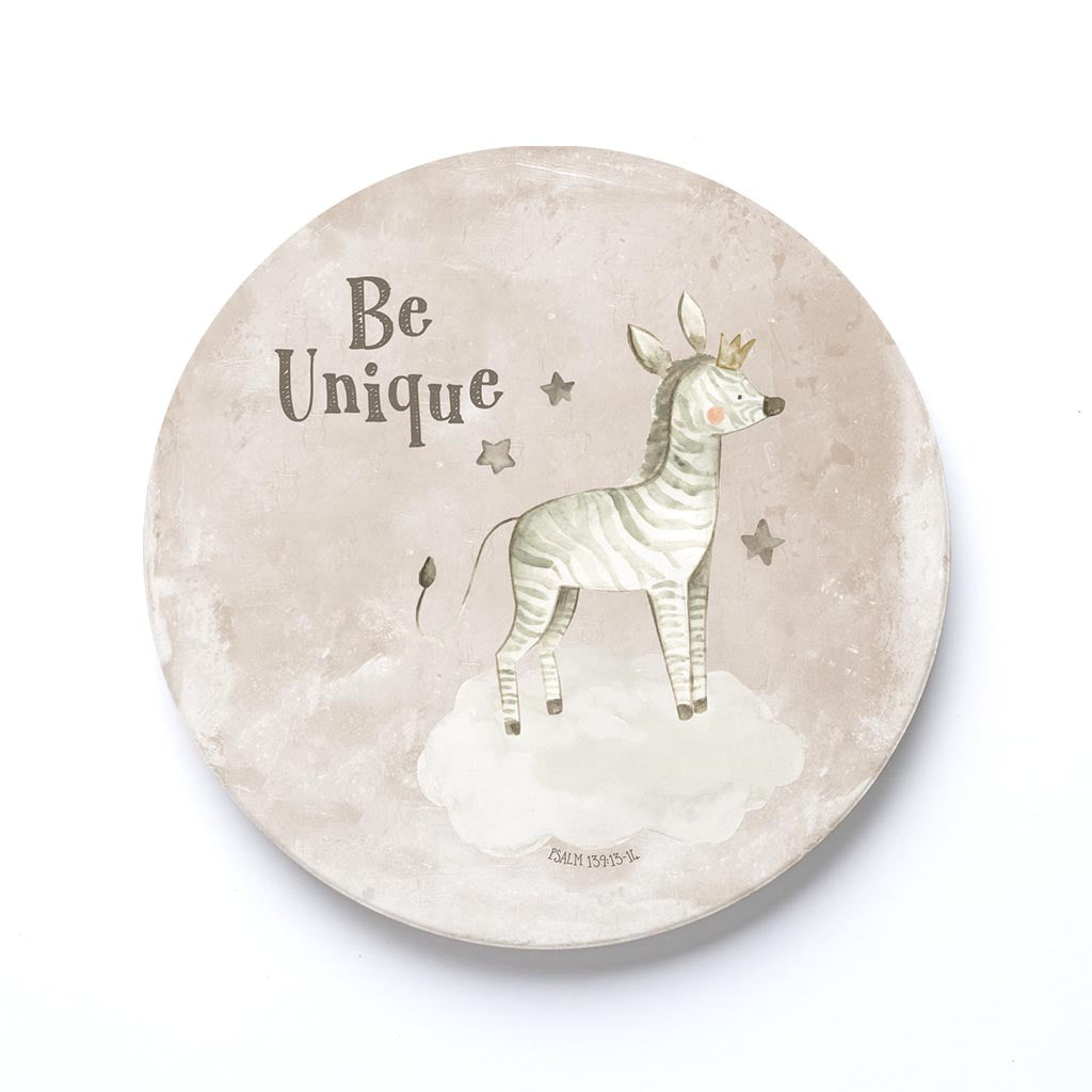 Ceramic Round Coaster-Be Unique Zebra Painted Background
