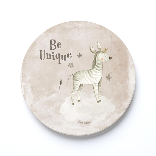 Ceramic Round Coaster-Be Unique Zebra Painted Background