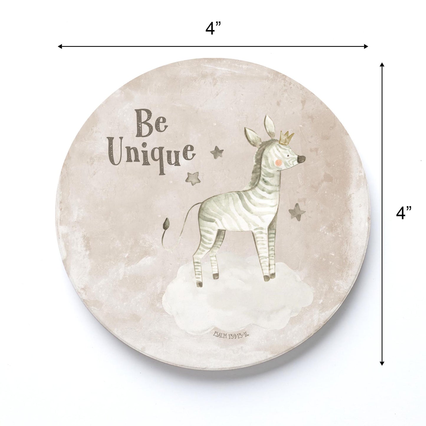 Ceramic Round Coaster-Be Unique Zebra Painted Background