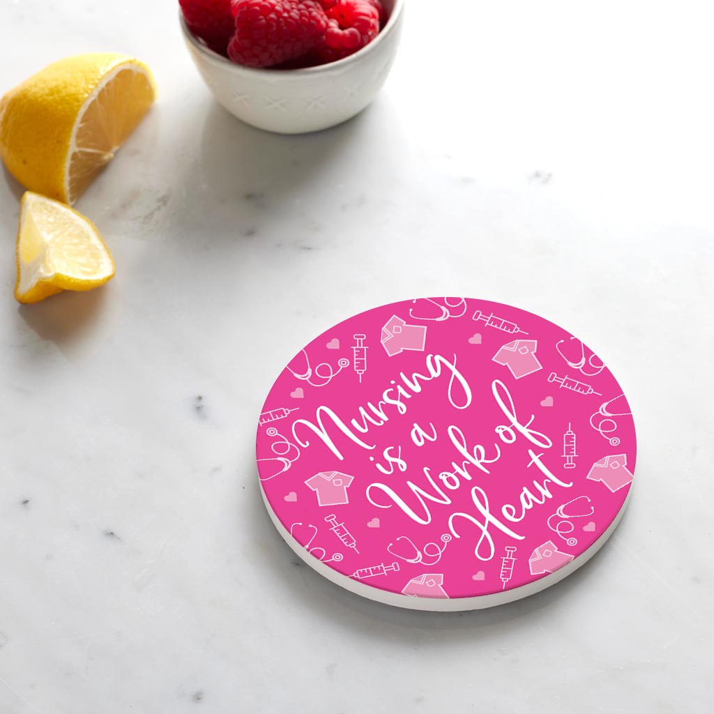 Ceramic Round Coaster-Nursing Is A Work Of Heart