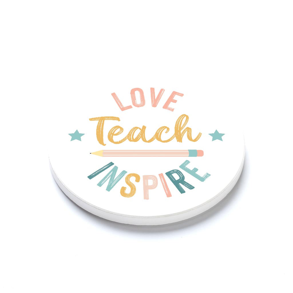 Ceramic Round Coaster-Love Teach Inspire