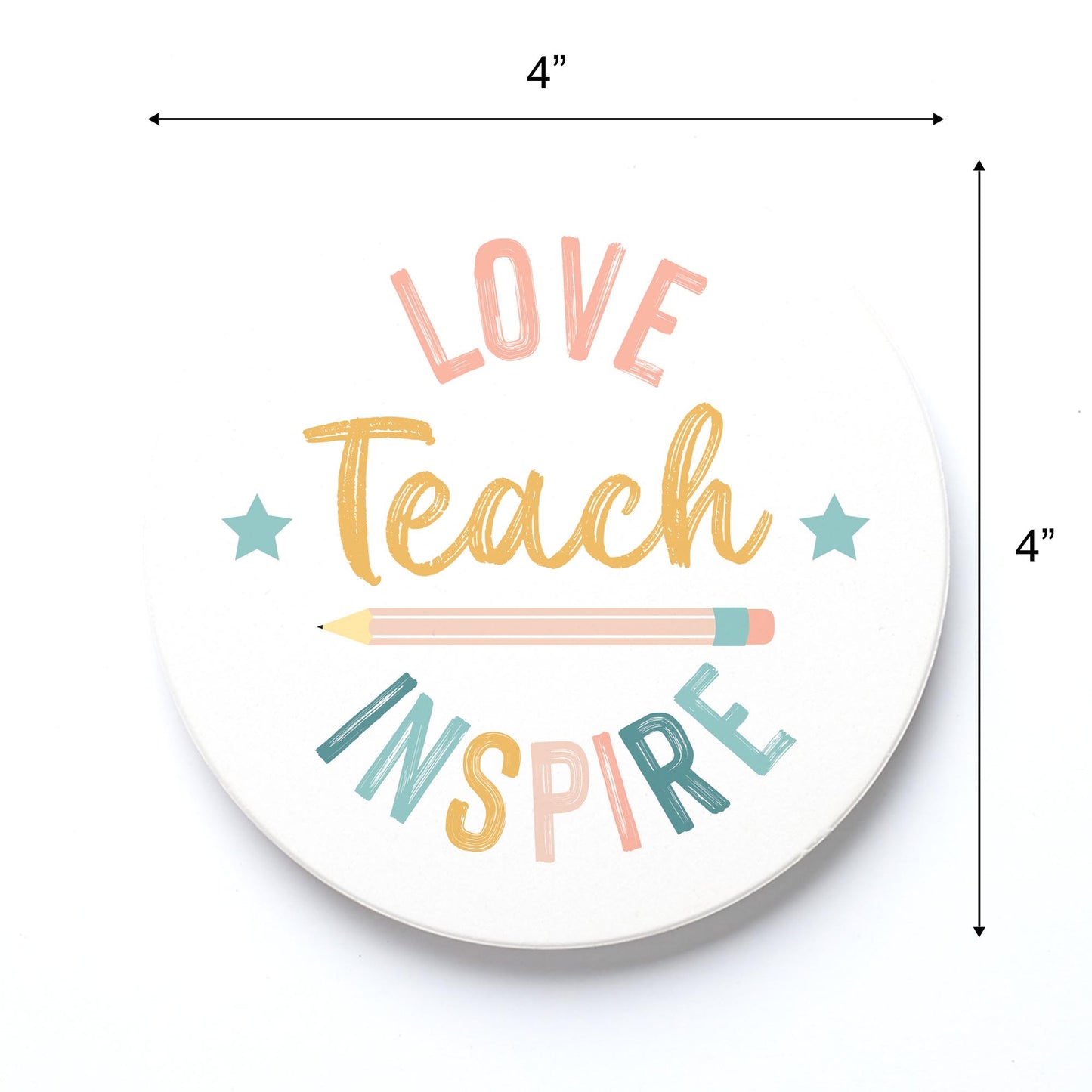 Ceramic Round Coaster-Love Teach Inspire
