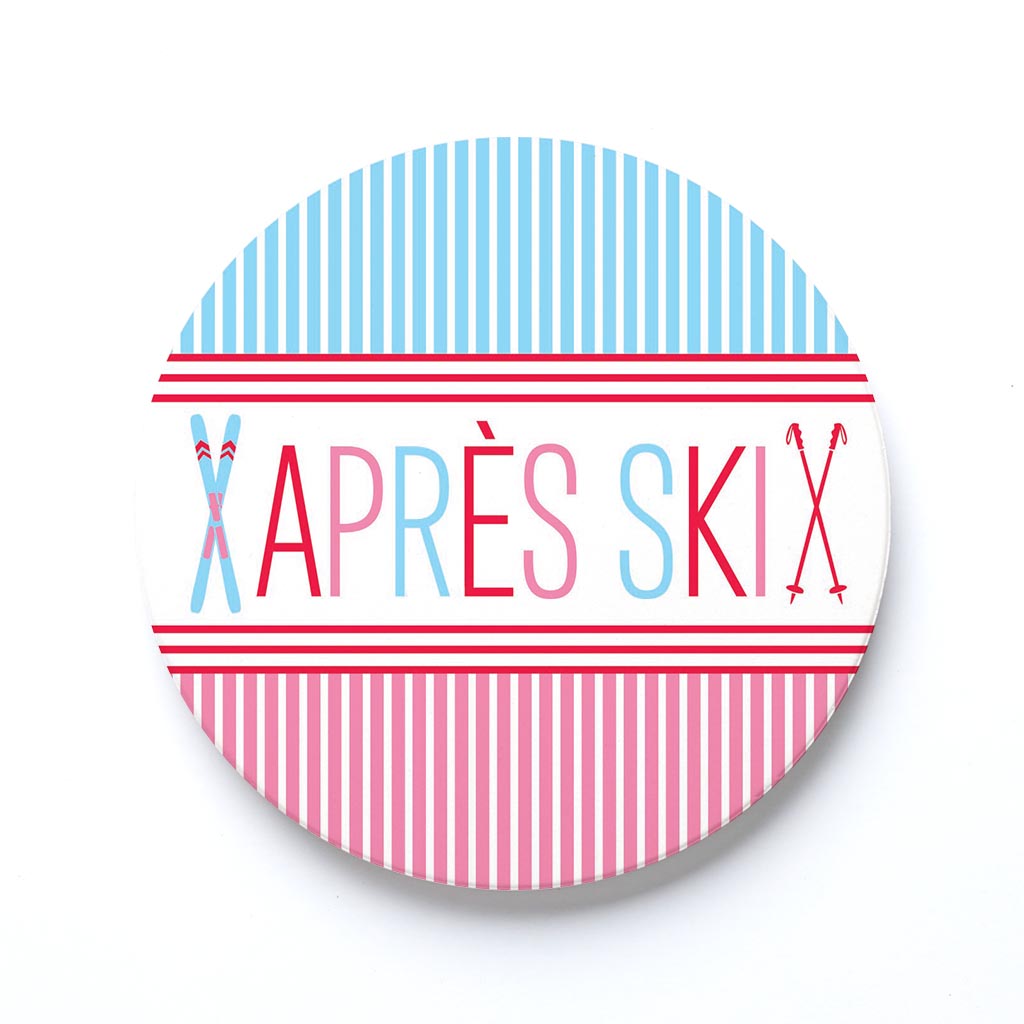 Ceramic Round Coaster-Après Ski -0