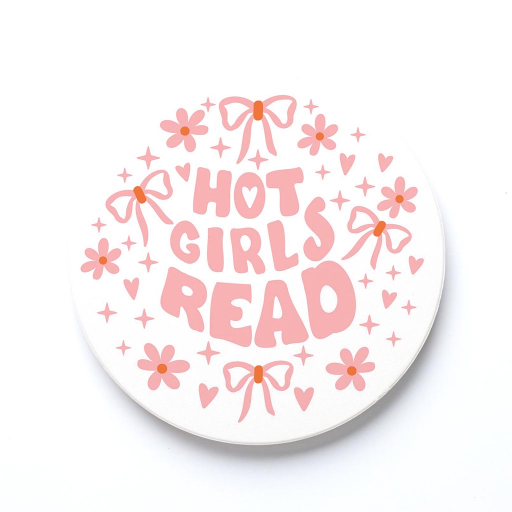 Ceramic Round Coaster-Hot Girls Read -0