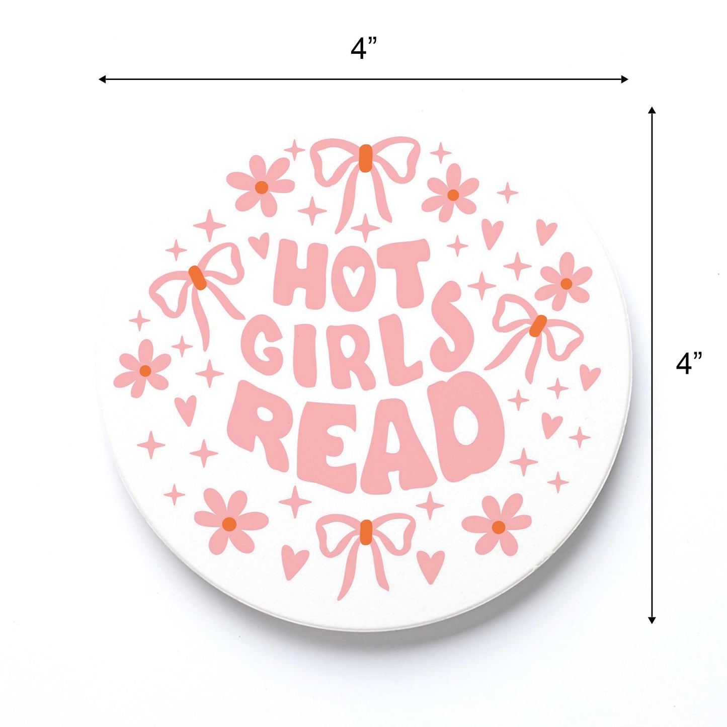 Ceramic Round Coaster-Hot Girls Read -3