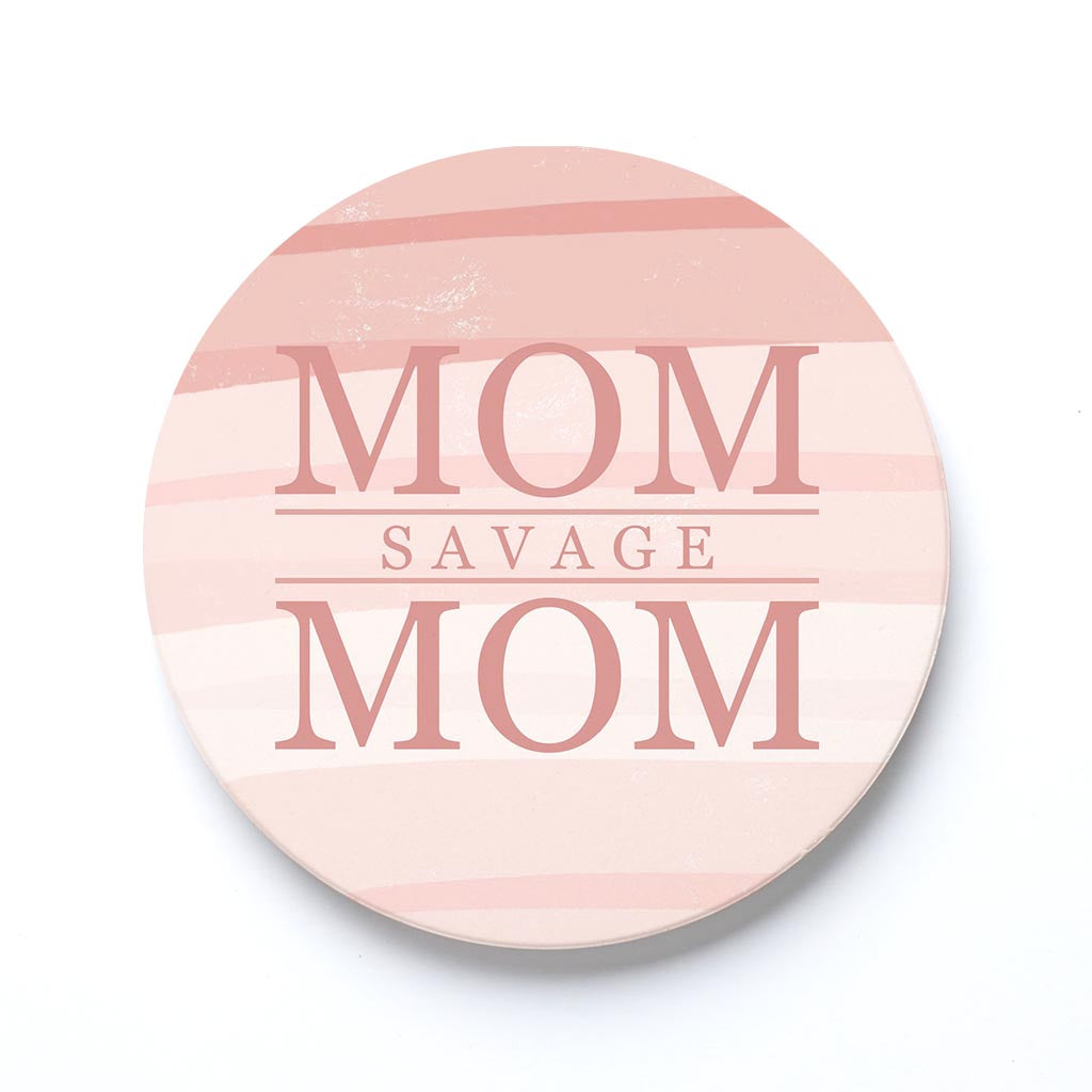 Ceramic Round Coaster-Mom Savage Mom -0