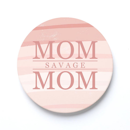 Ceramic Round Coaster-Mom Savage Mom -0