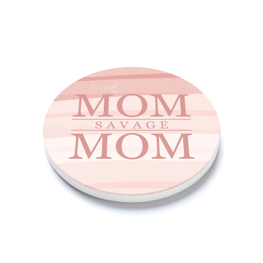 Ceramic Round Coaster-Mom Savage Mom -1