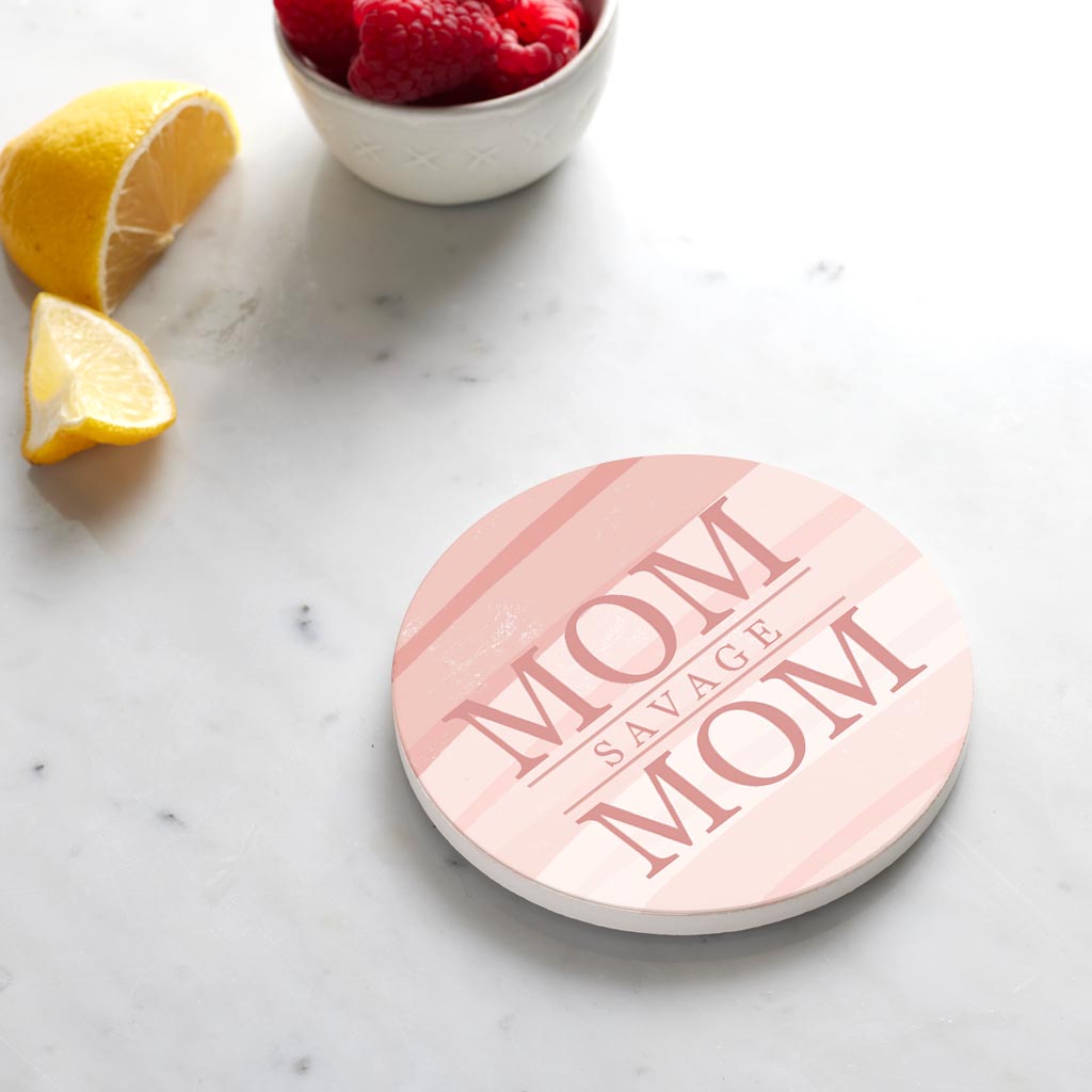 Ceramic Round Coaster-Mom Savage Mom -4