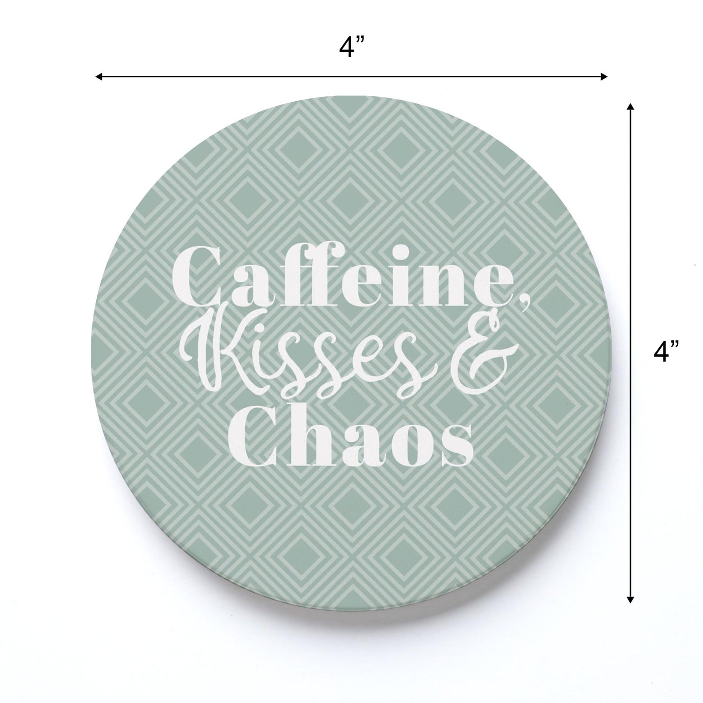 Ceramic Round Coaster-Caffeine Kisses & Chaos -3