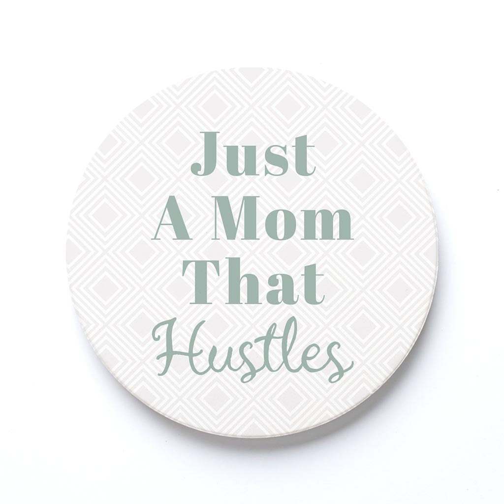 Ceramic Round Coaster-Just A Mom That Hustles -0