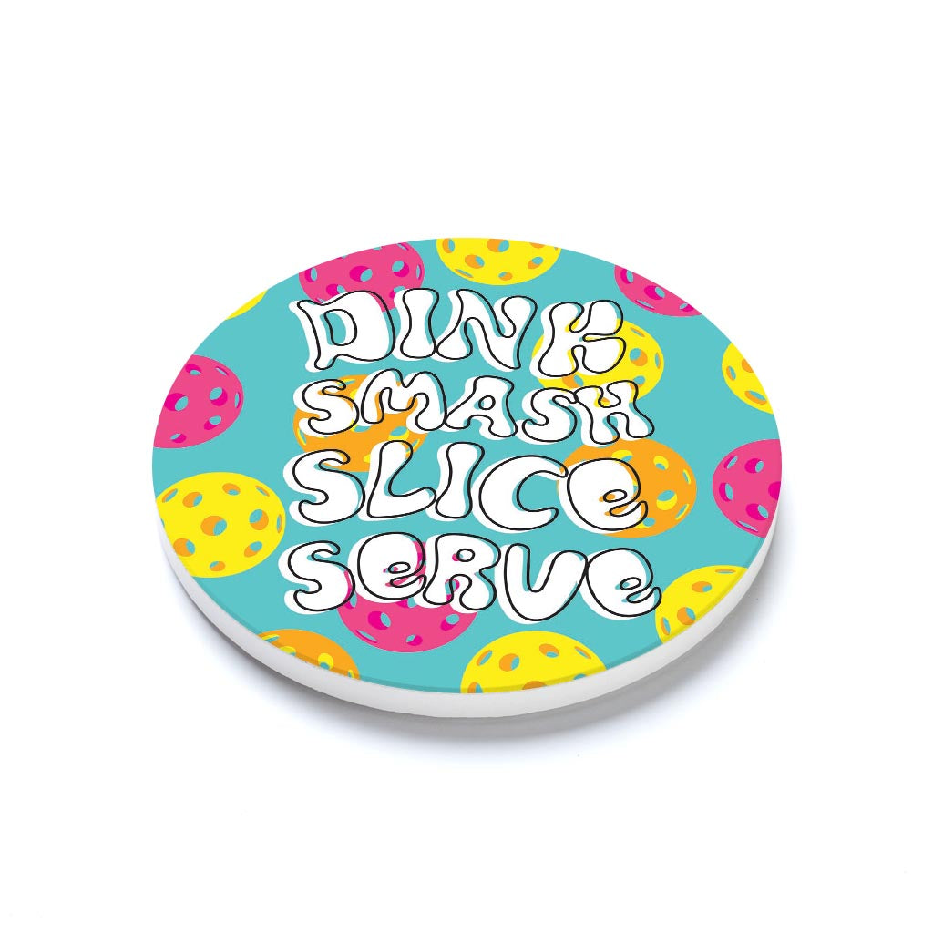 Ceramic Round Coaster-Dink Smash Slice Serve -1