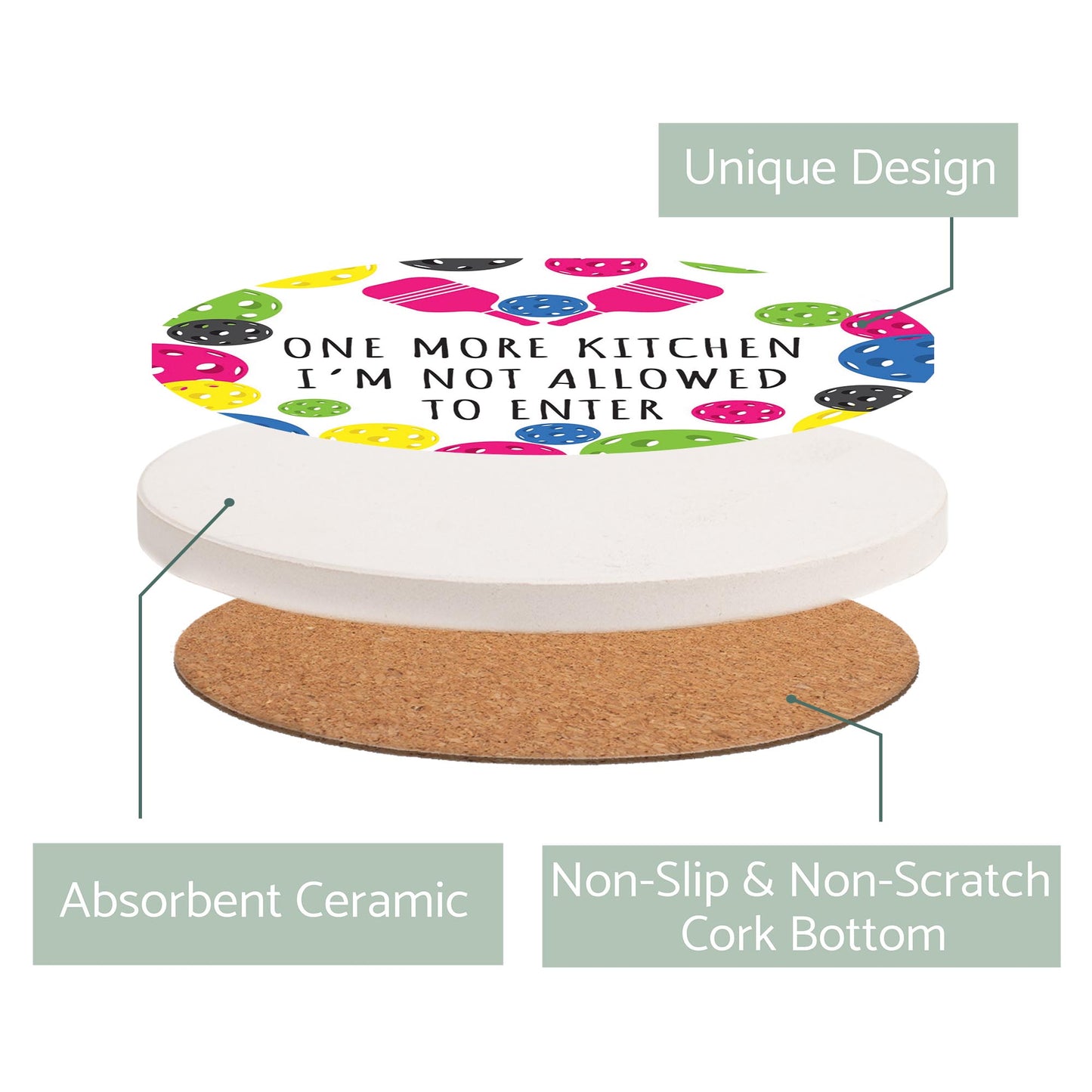 Ceramic Round Coaster-One More Kitchen I'm Not Allowed To Enter -2