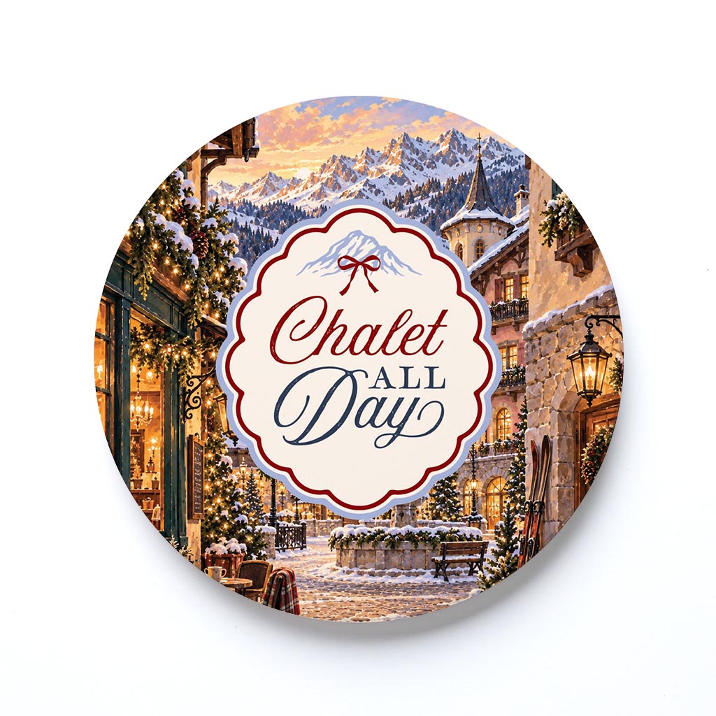 Ceramic Round Coaster-Chalet Girl -0