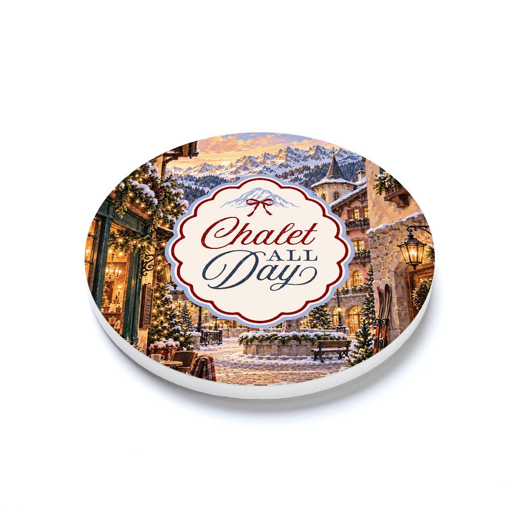 Ceramic Round Coaster-Chalet Girl -1