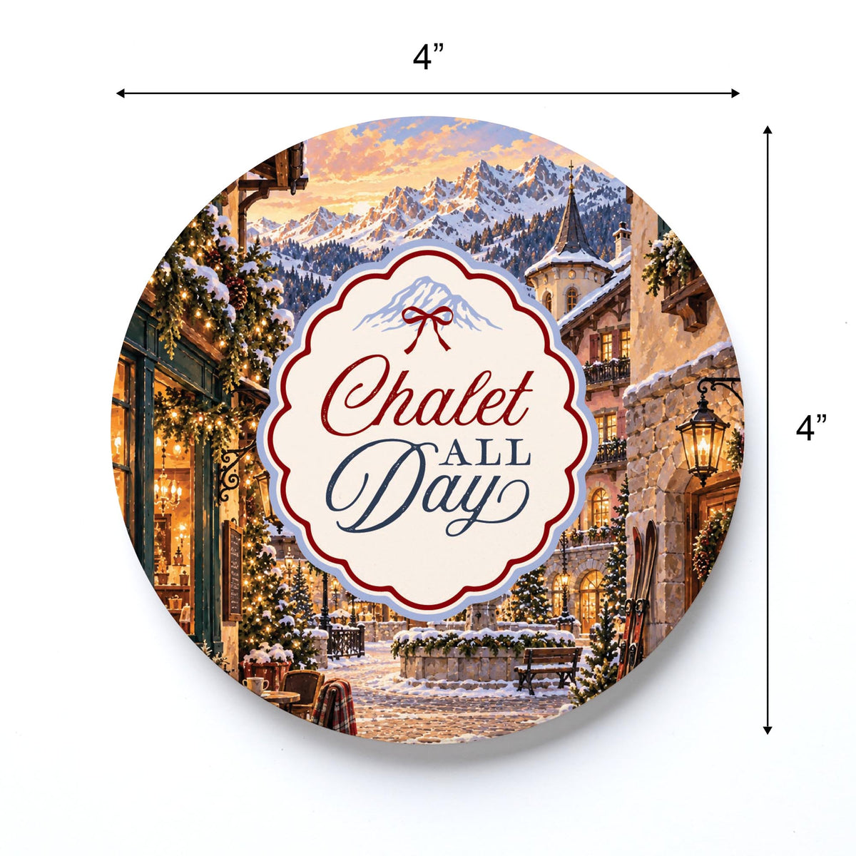 Ceramic Round Coaster-Chalet Girl -3
