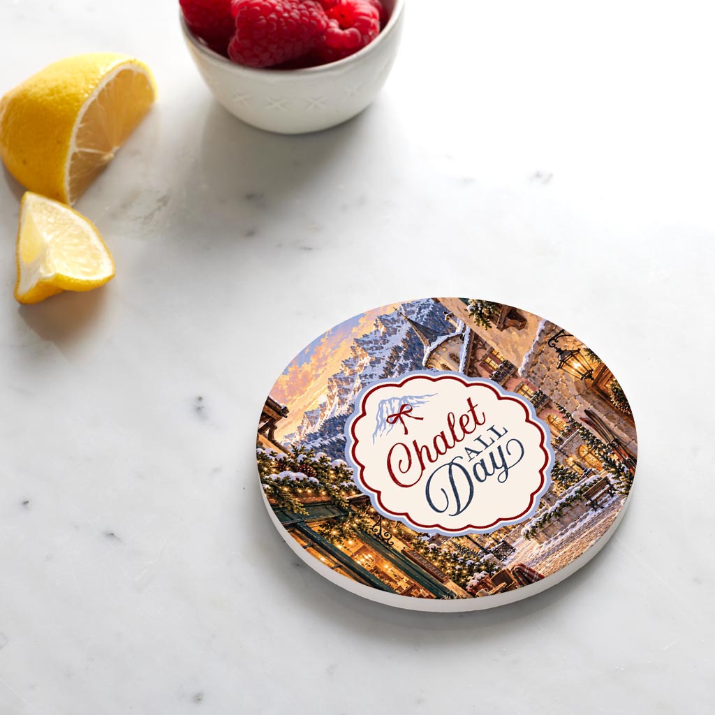 Ceramic Round Coaster-Chalet Girl -4