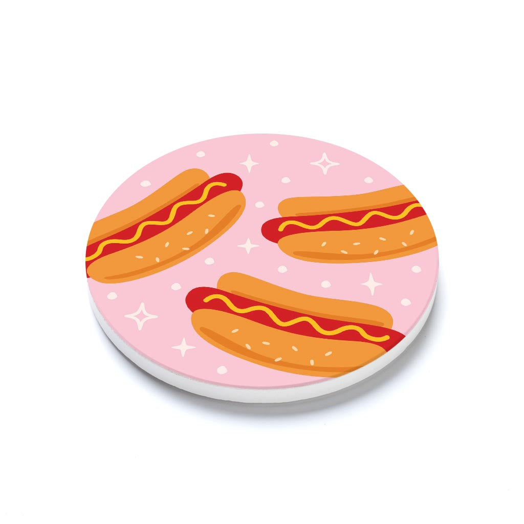 Ceramic Round Coaster-Hot Dogs Pattern -1