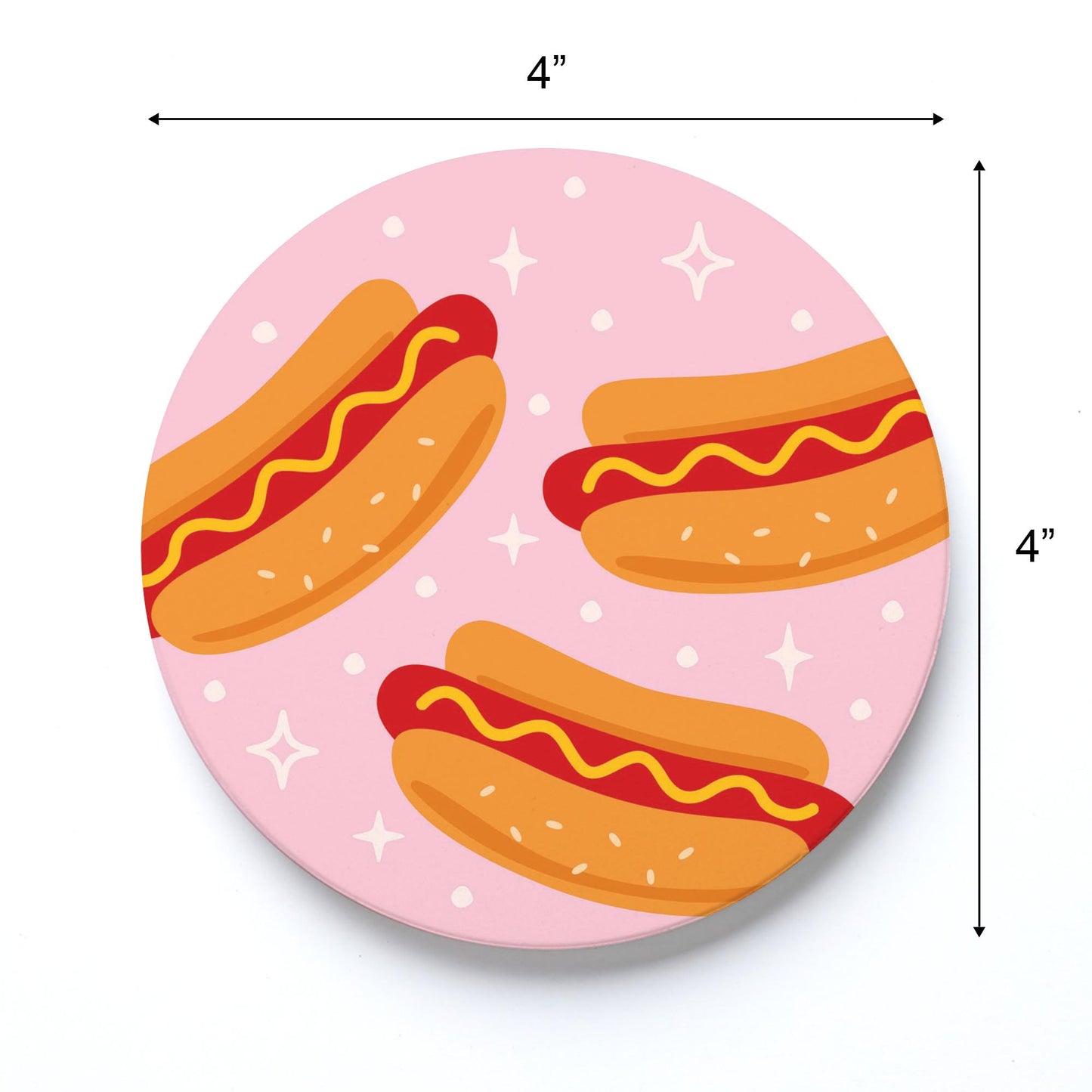 Ceramic Round Coaster-Hot Dogs Pattern -3