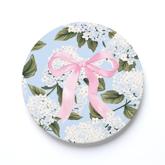 Ceramic Round Coaster-Hydrangea Cottage -0