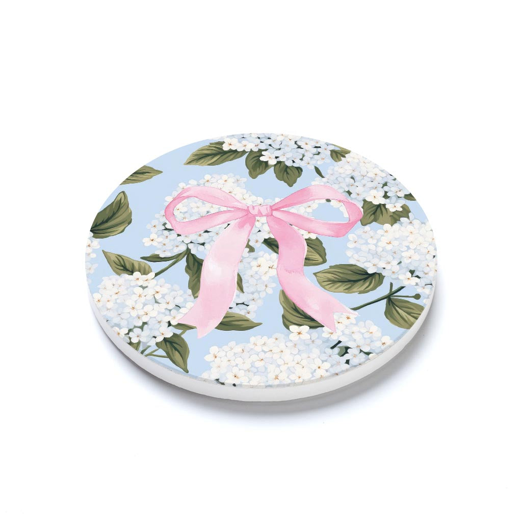 Ceramic Round Coaster-Hydrangea Cottage -1