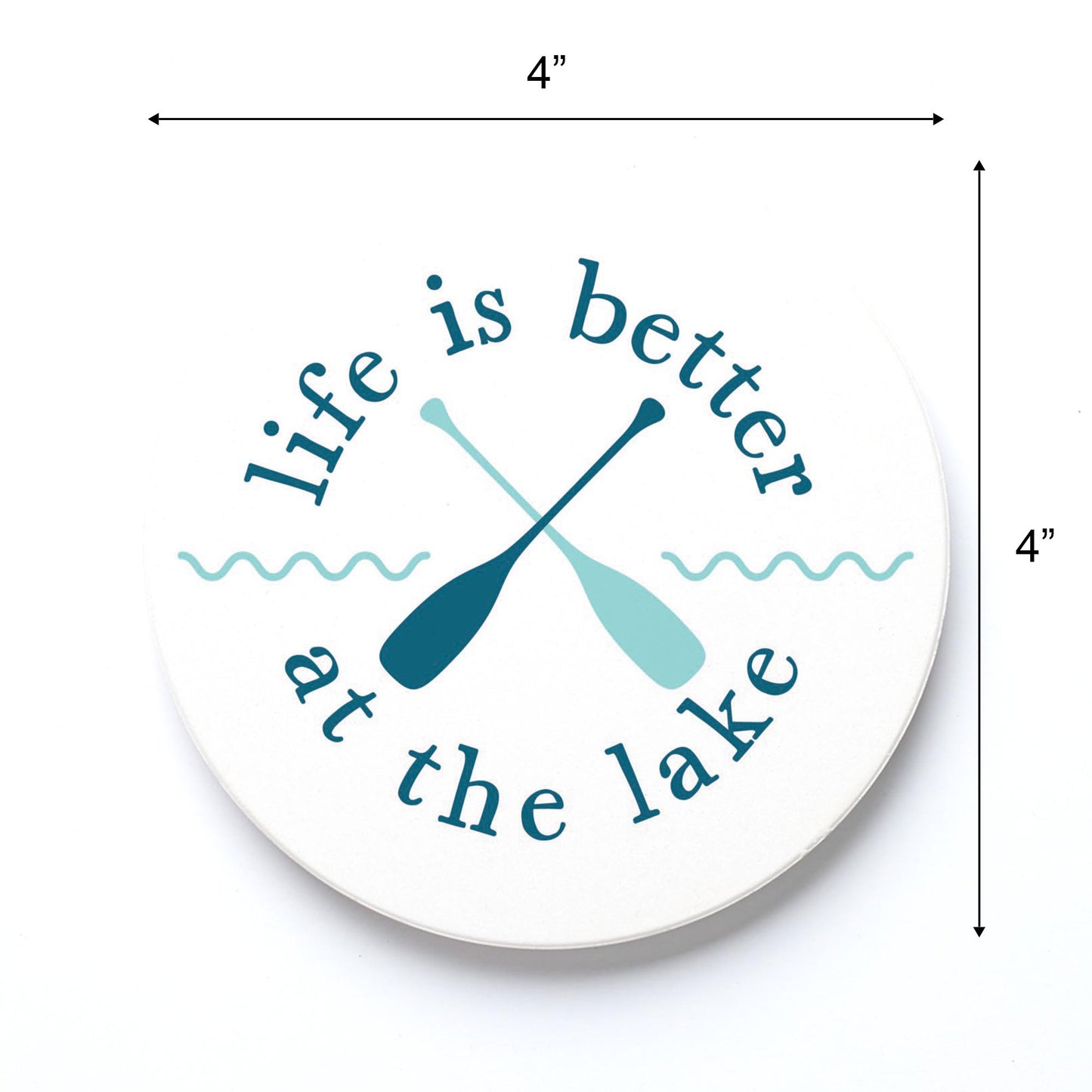 Ceramic Round Coaster-Life Is Better At The Lake -3