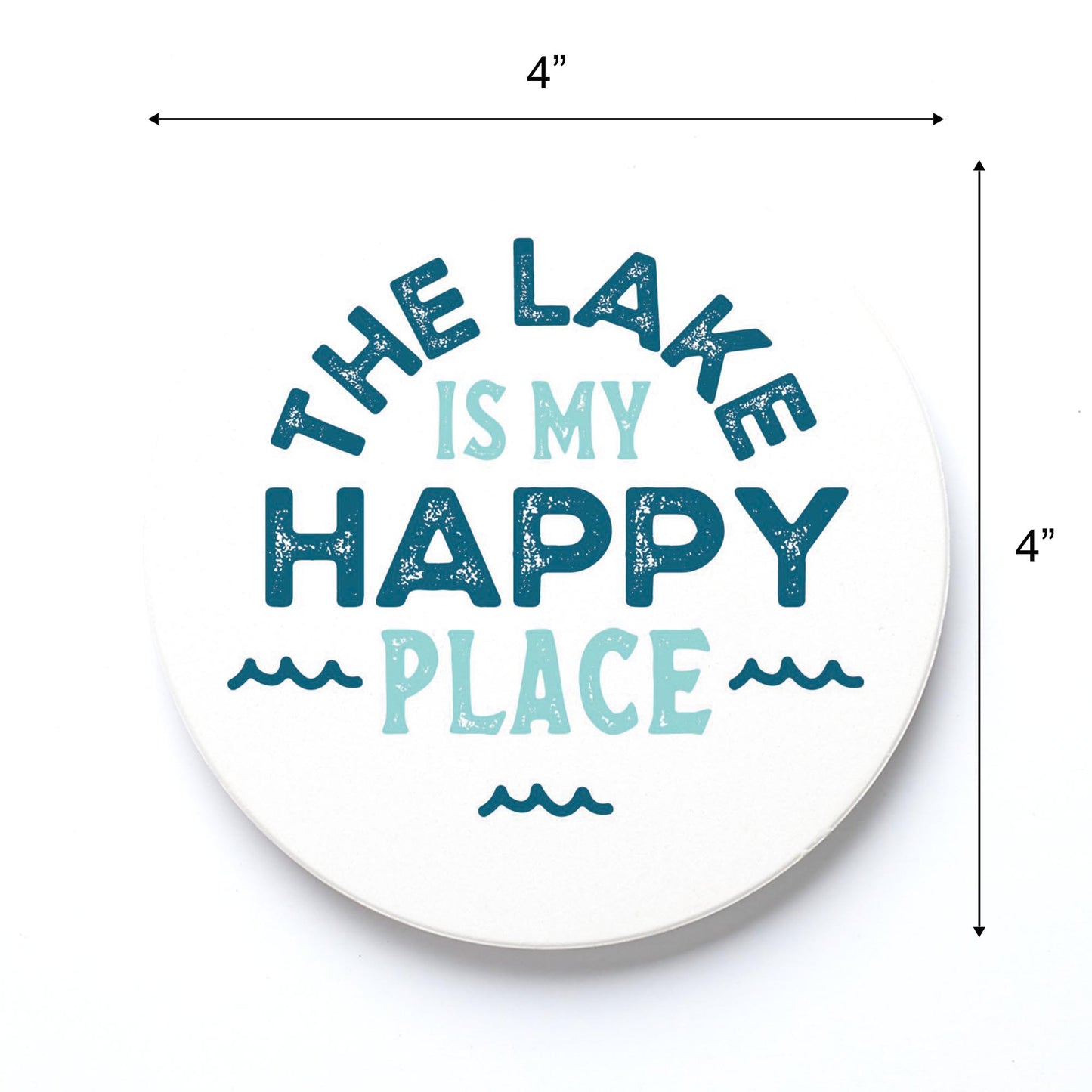 Ceramic Round Coaster-The Lake Is My Happy Place -3