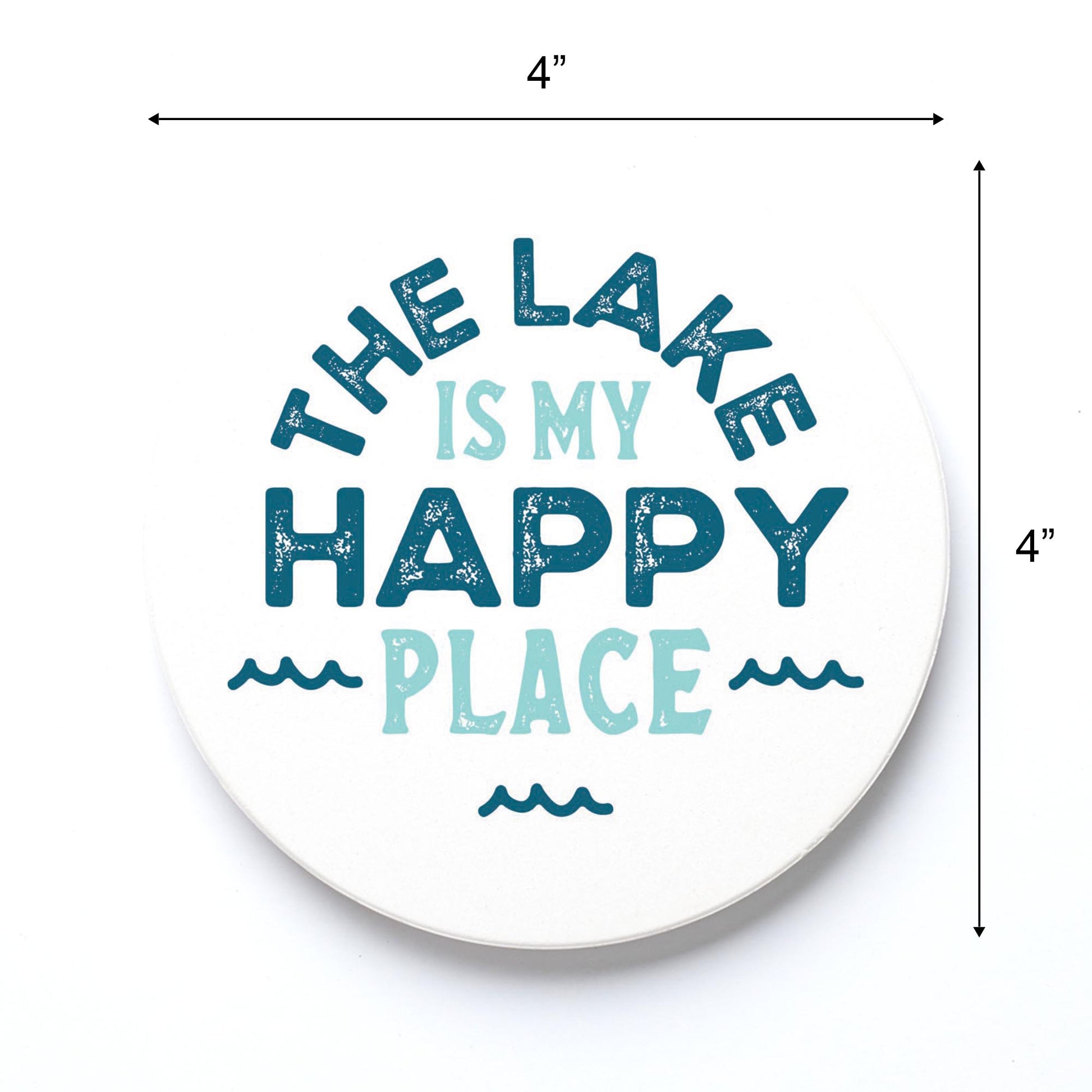 Ceramic Round Coaster-The Lake Is My Happy Place -3
