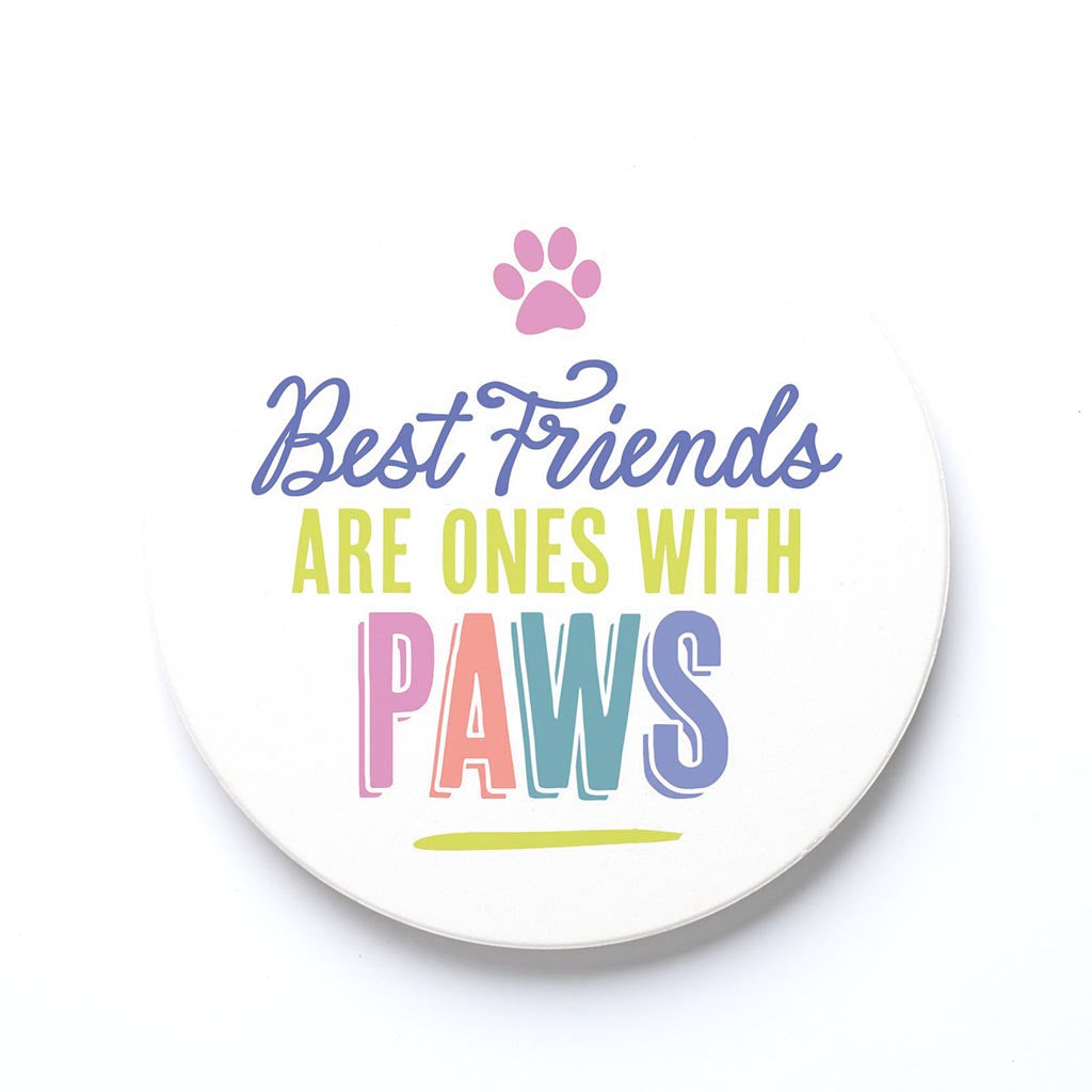 Ceramic Round Coaster-Best Friends Are Ones With Paws -0