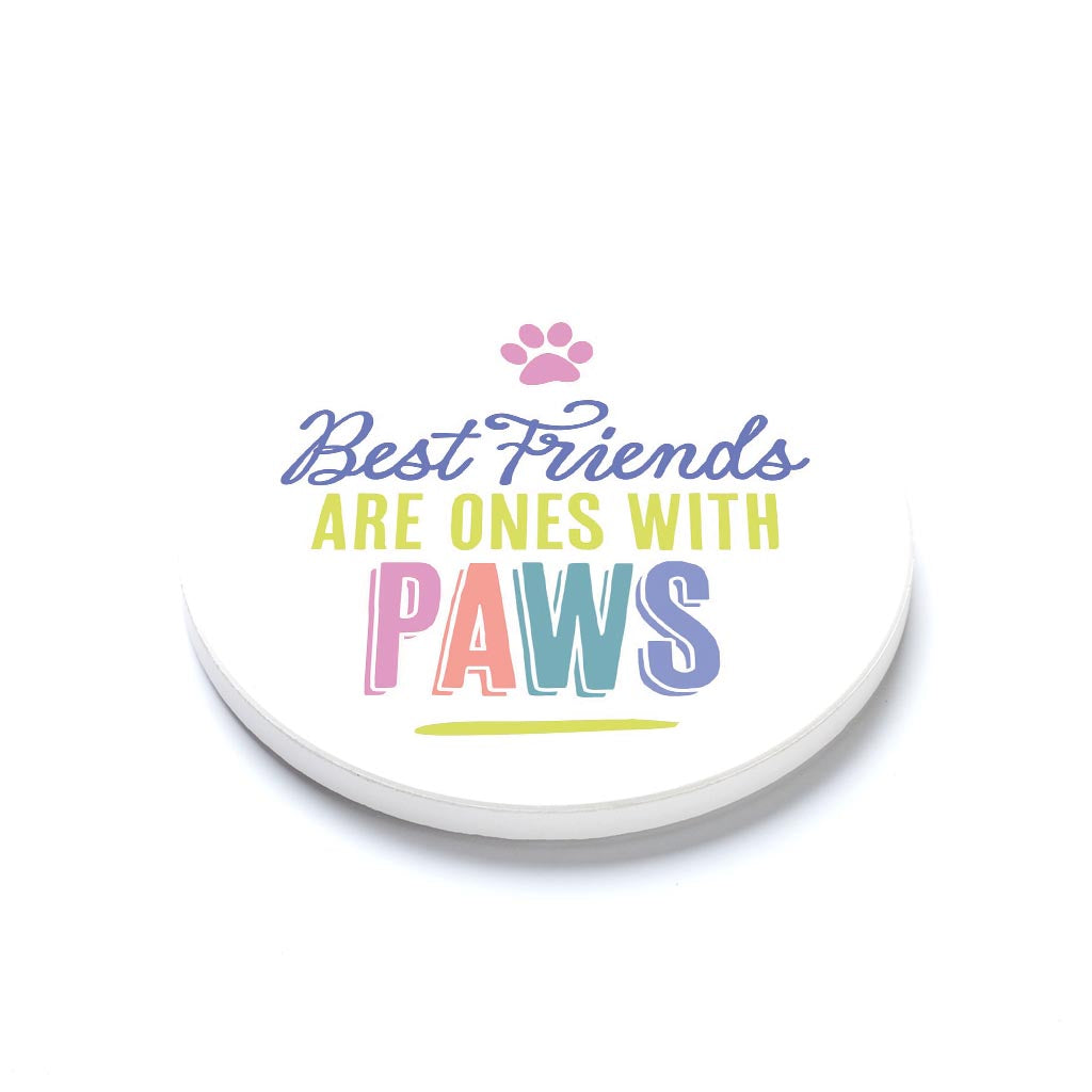 Ceramic Round Coaster-Best Friends Are Ones With Paws -1