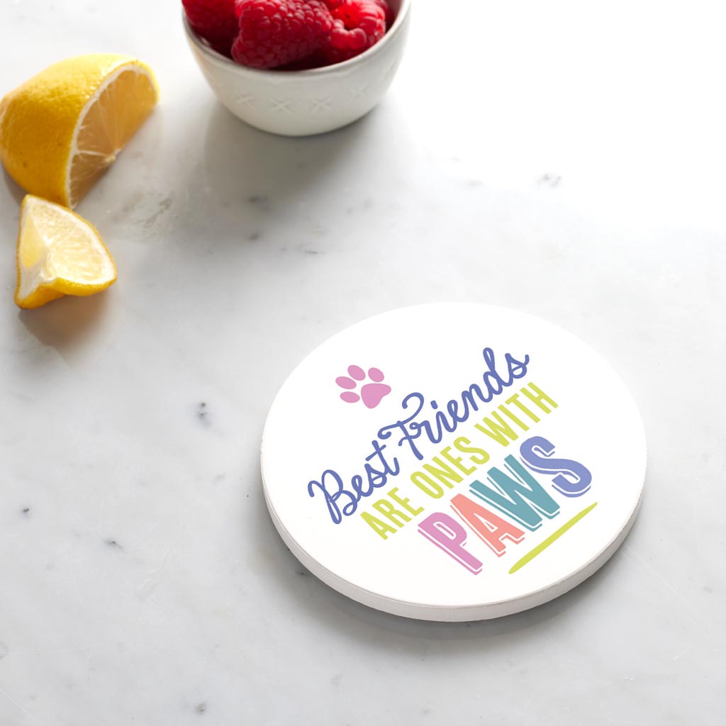 Ceramic Round Coaster-Best Friends Are Ones With Paws -4