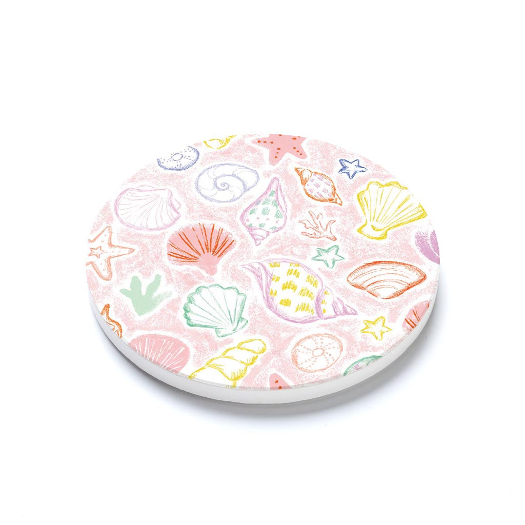 Ceramic Round Coaster-Colorful Shell Pattern -1