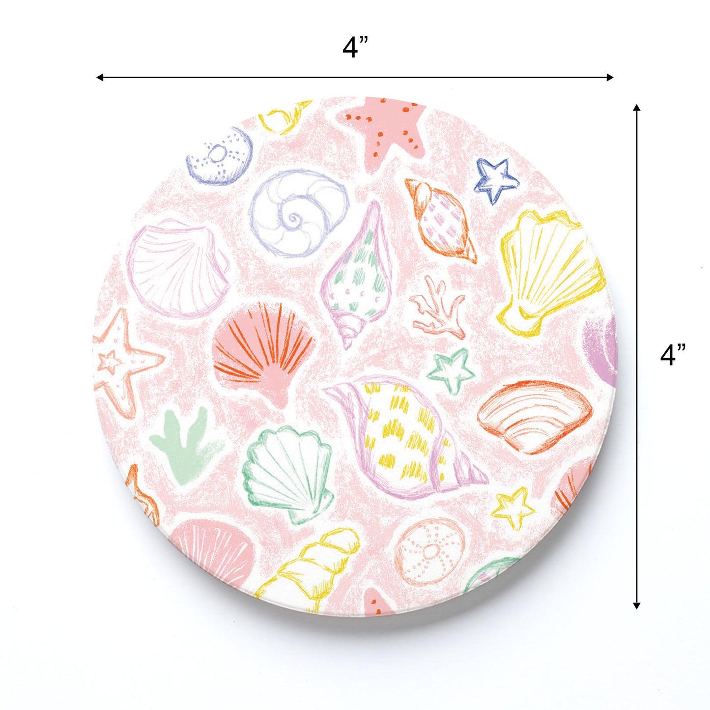 Ceramic Round Coaster-Colorful Shell Pattern -3