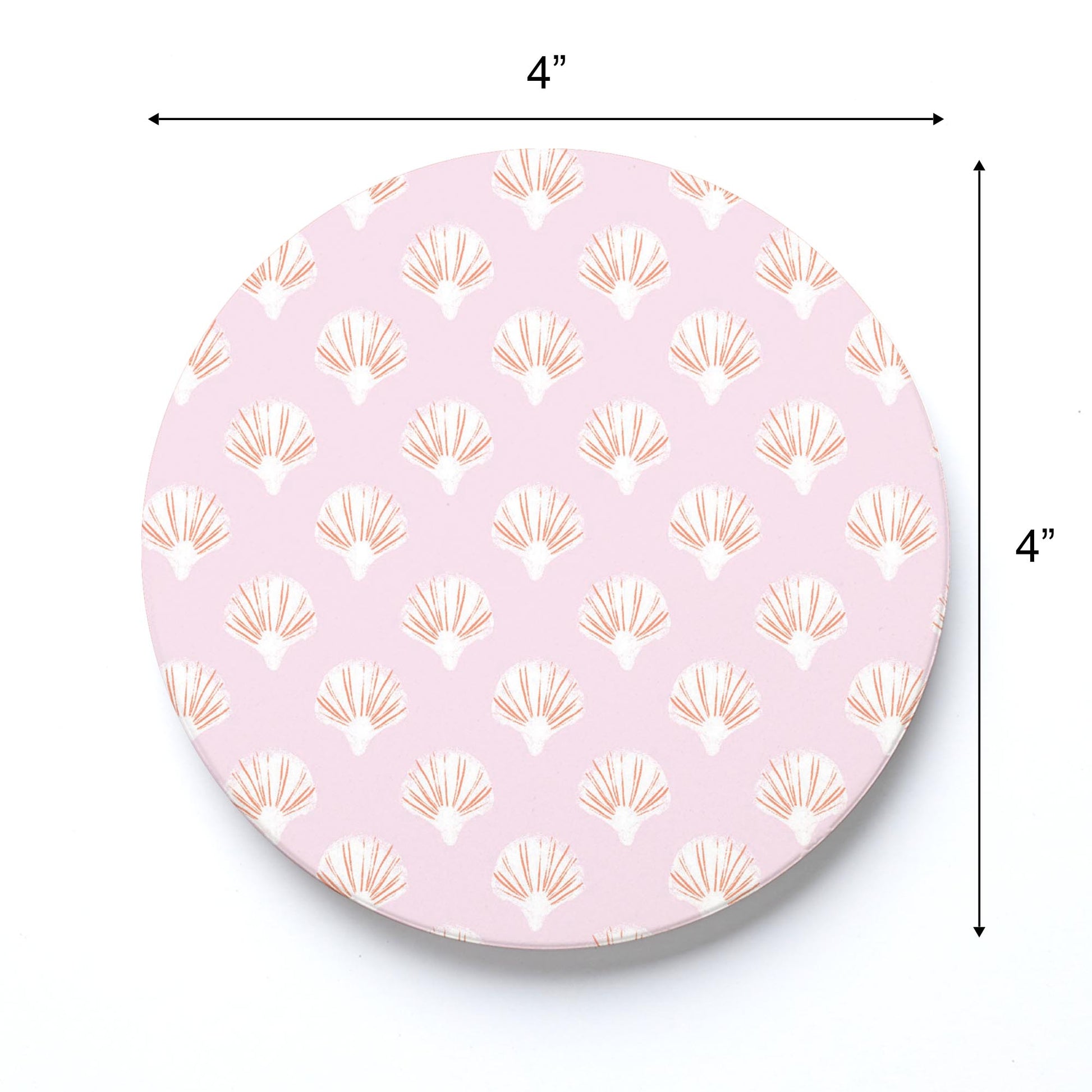 Ceramic Round Coaster-Pink Shell Pattern -3