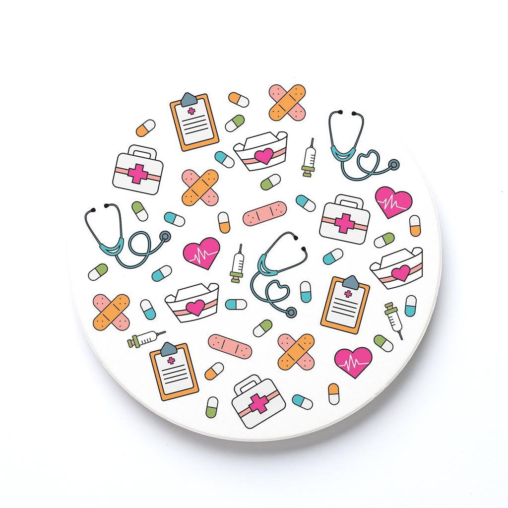 Ceramic Round Coaster-Nursing Icons